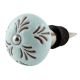 Light Sage Green Etched Leaf Ceramic Wine Bottle Stopper